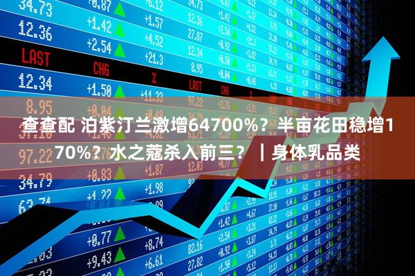查查配 泊紫汀兰激增64700%？半亩花田稳增170%？水之蔻杀入前三？｜身体乳品类
